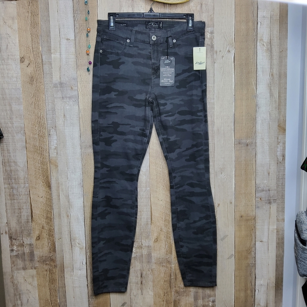Lucky Brand Brooke Legging Jean Camo Gray Size 8 X 29 Luxe Stretch Mid-rise NWT